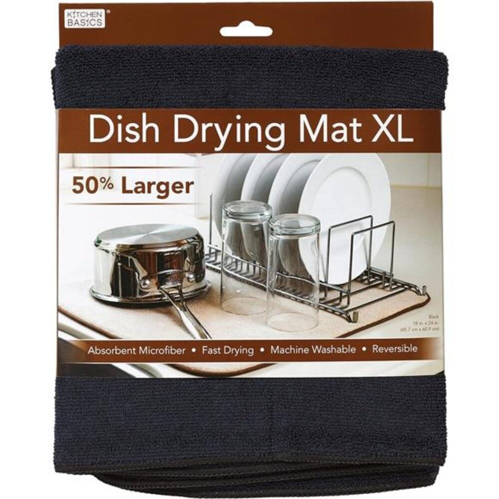 Dish Drying Mat XL for Kitchen, Absorbent, Reversible Microfiber Dish Mat